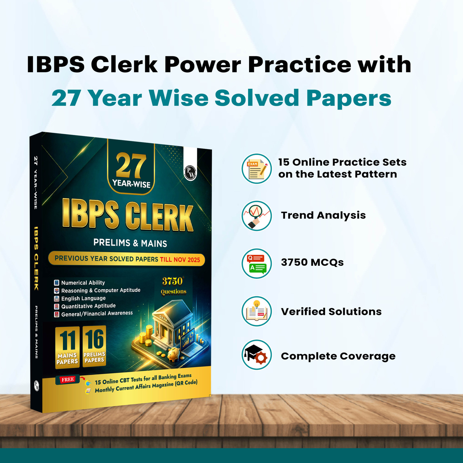 Image of PW IBPS Clerk 27 Year-wise Prelims & Mains Previous Year Solved Papers Till Nov 2025 For Exam 2026-27