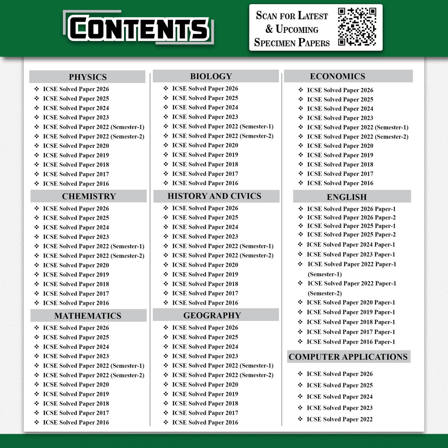 Image of PW ICSE Class 10 PYQs - Past 10 Years Solved Papers For 2027 Exams