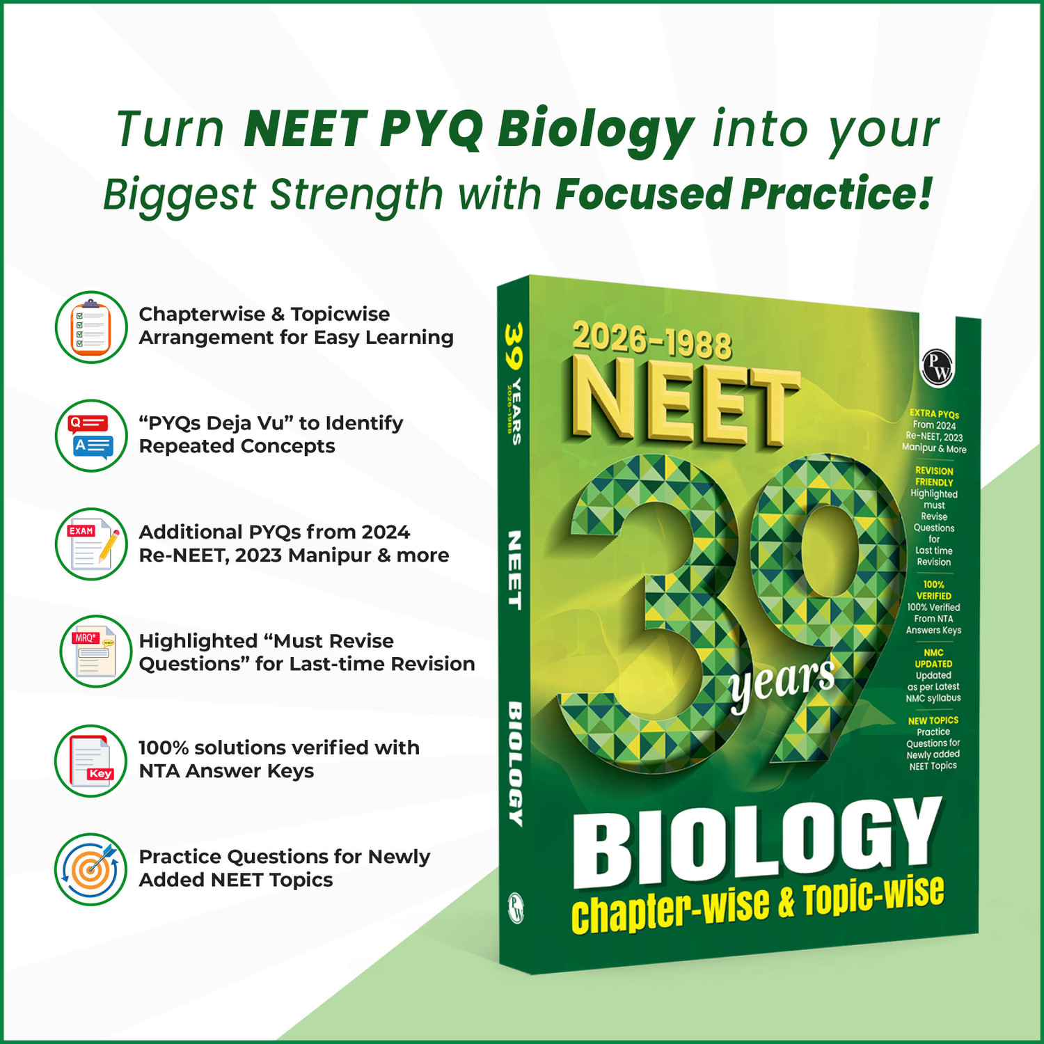 Image of PW NEET PYQ 39 Years Biology For 2027 Exam