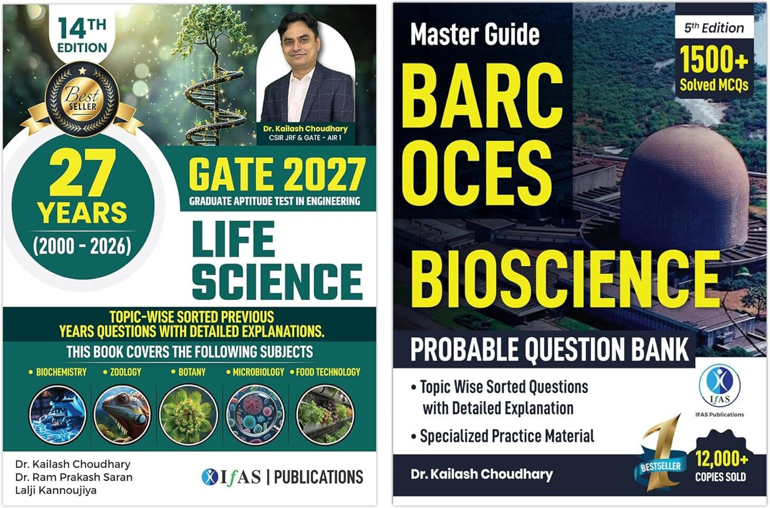 Image of GATE LIFE SCIENCE & BARC BIOSCIENCE PYQ - BARC OCES BIOSCIENCE 2026 (Set of 2 Books) | Topic Wise PYQs & Practice Questions with Detailed Solutions | Best Seller Book Set for GATE XL & BARC Bioscience Entrance Exam Preparation in India | IFAS Publications