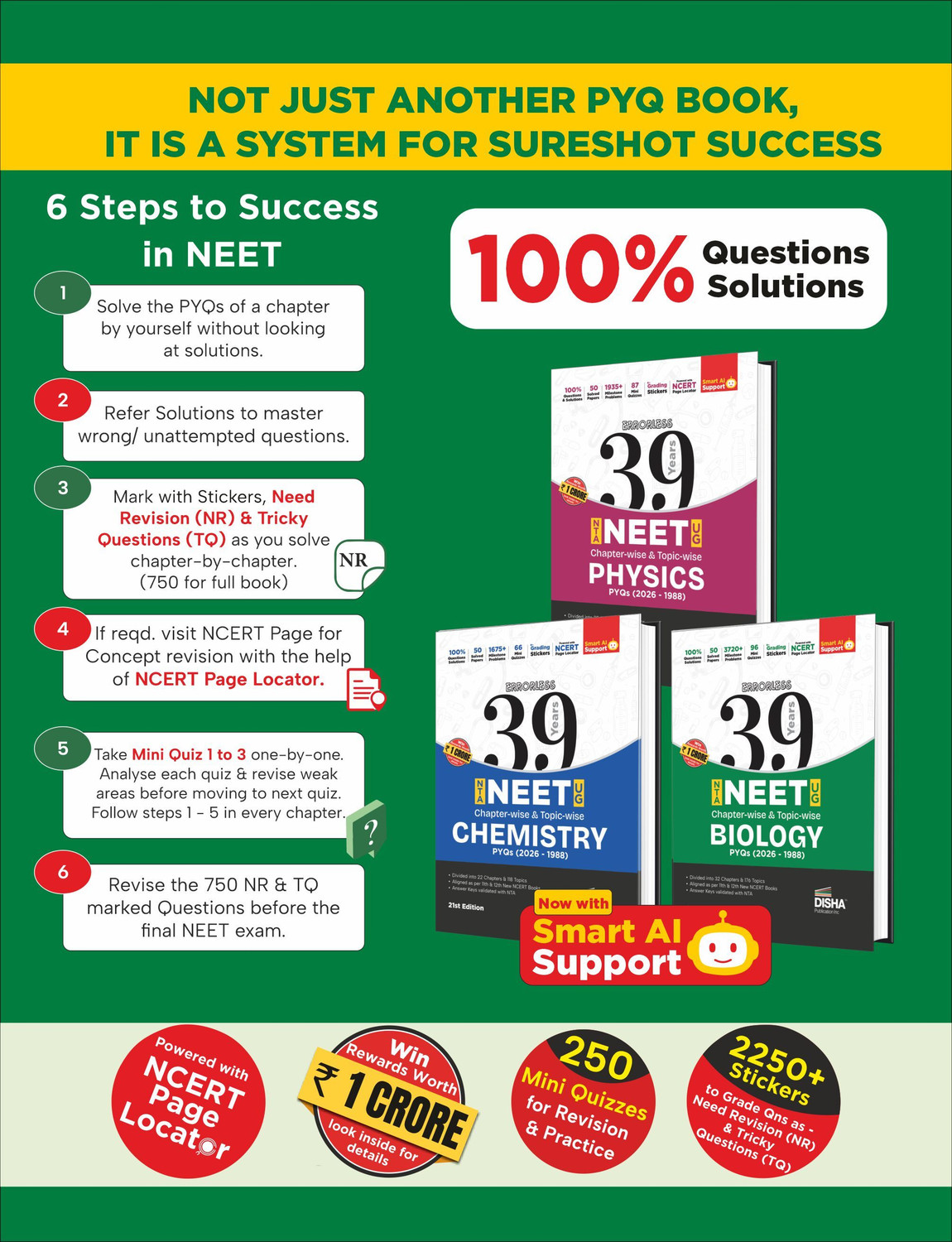 Image of Disha 39 Years Physics,Chemistry&Biology Chapterwise NEET PYQ Book| NEET Previous Year Solved Papers (2026-1988) | NEET Books 2027s