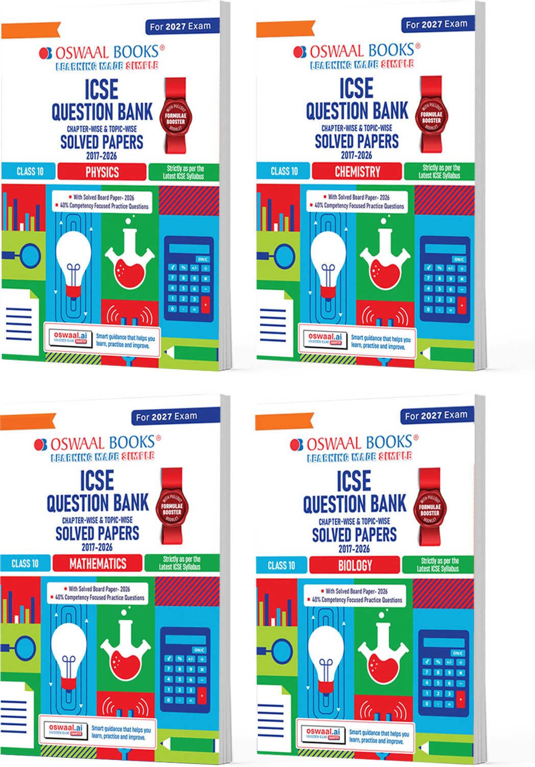 Image of Oswaal ICSE Question Bank Class 10 Physics, Chemistry, Maths& Biology