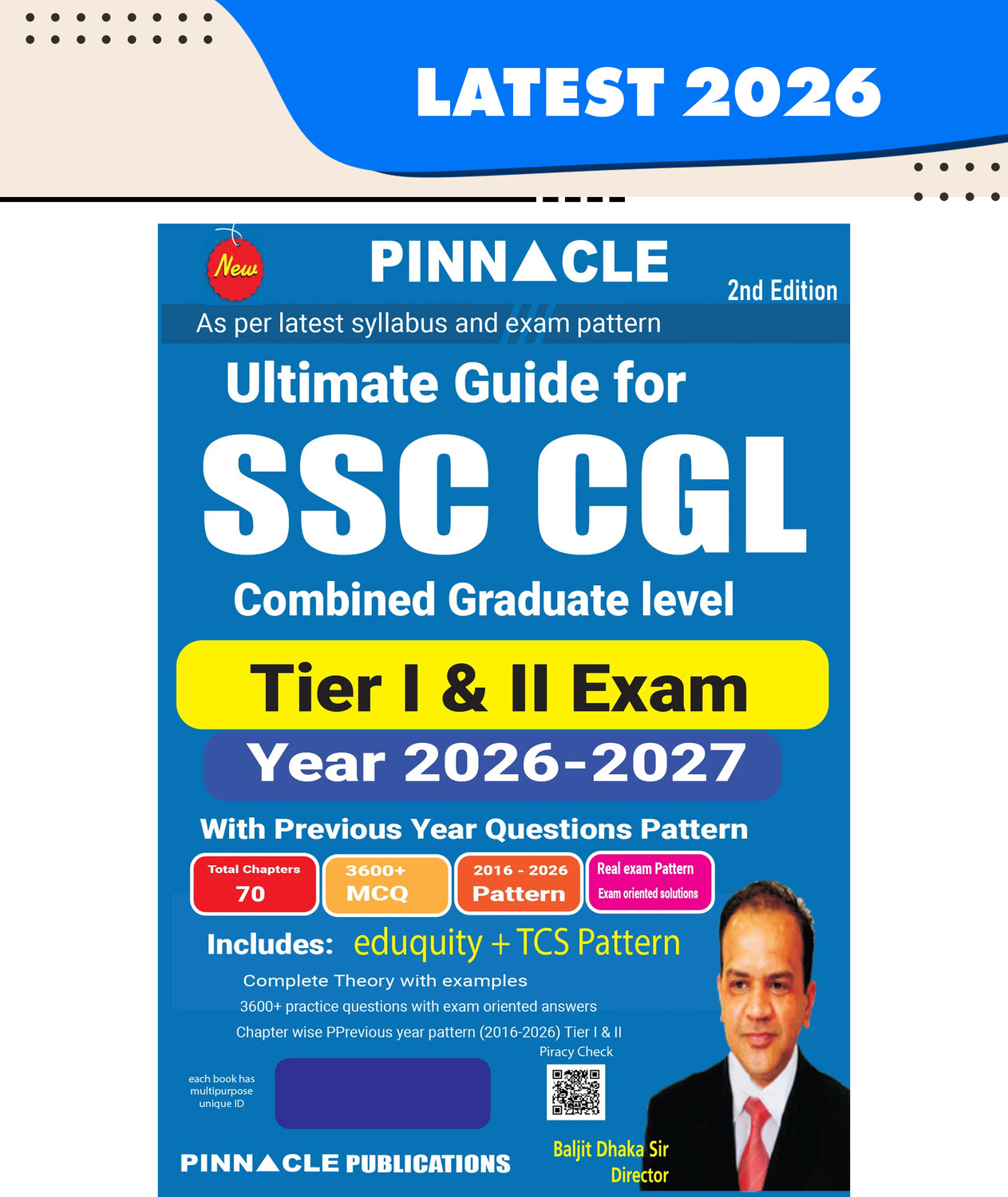 Image of SSC CGL 2026-27 Ultimate Guide for Tier 1 & 2 | 10 Years Chapter wise PYQ Solved Papers (2016-2026) | 3600+ MCQs | Eduquity + TCS Pattern | 2nd Edition