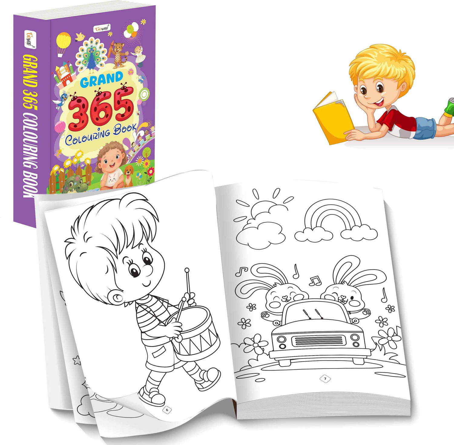 Image of GO WOO GRAND - 365 Colouring Book :- early learners colouring book, Kids educational book, Jumbo colouring book for kids (Paperback, GOWOO)