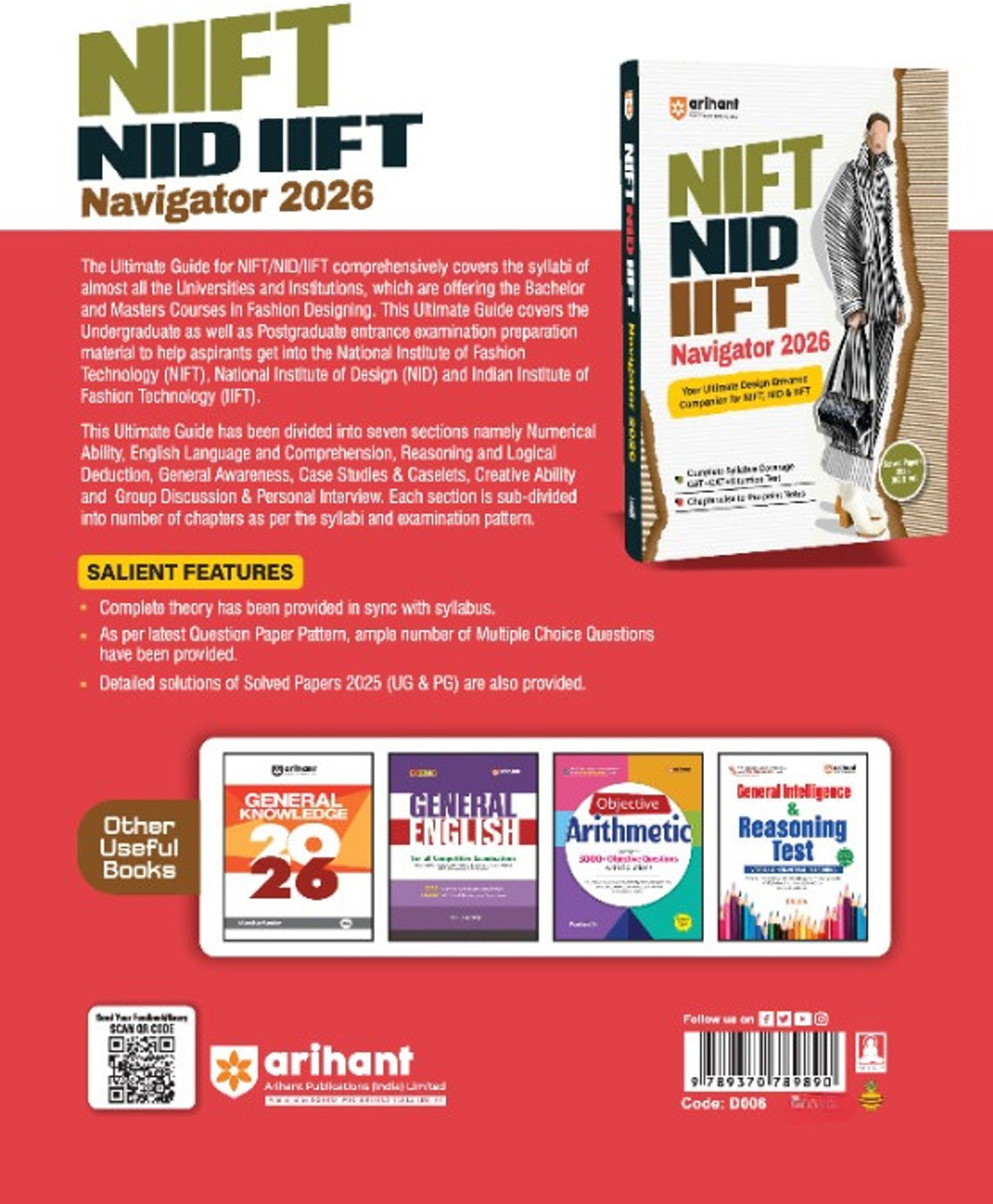 Image of (Old Edition) Arihant NIFT NID IIFT Navigator Entrance Exam Guide 2026 | for UG & PG, Complete Syllabus Coverage for GAT, CAT & Situation Test