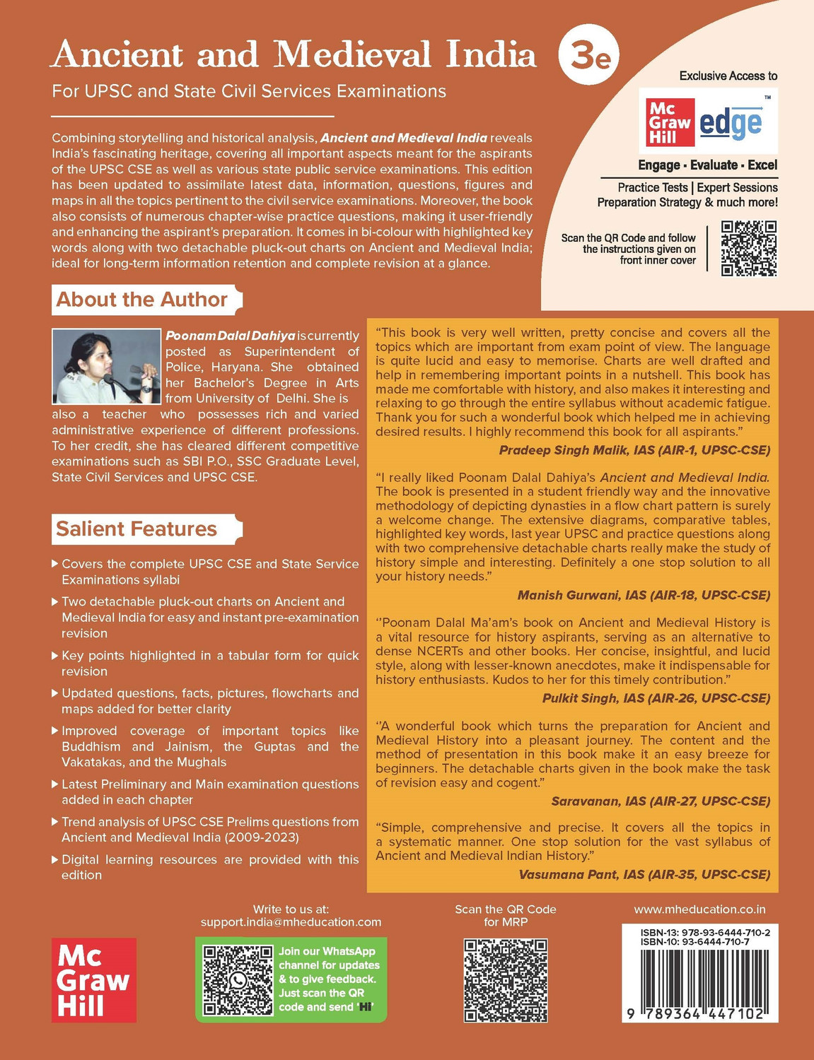 Image of Ancient and Medieval Indian History, 3e for UPSC 2026 by Poonam Dalal Dahiya (IPS) | PYQs | 2 Pluck-out Chart for Revision | Trend Analysis for Prelim Questions