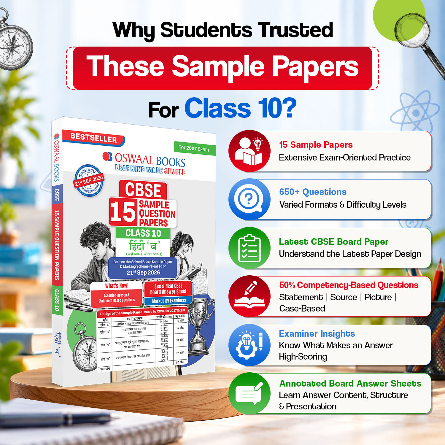 Image of Oswaal Books CBSE 15 Sample Question Papers Class 10 Board Exam Hindi-B 2026-27 based on latest CBSE SQP dated (21 Sep 2026) | New Questions Typologies With Oswaal AI (Paperback, Oswaal Editorial Board)