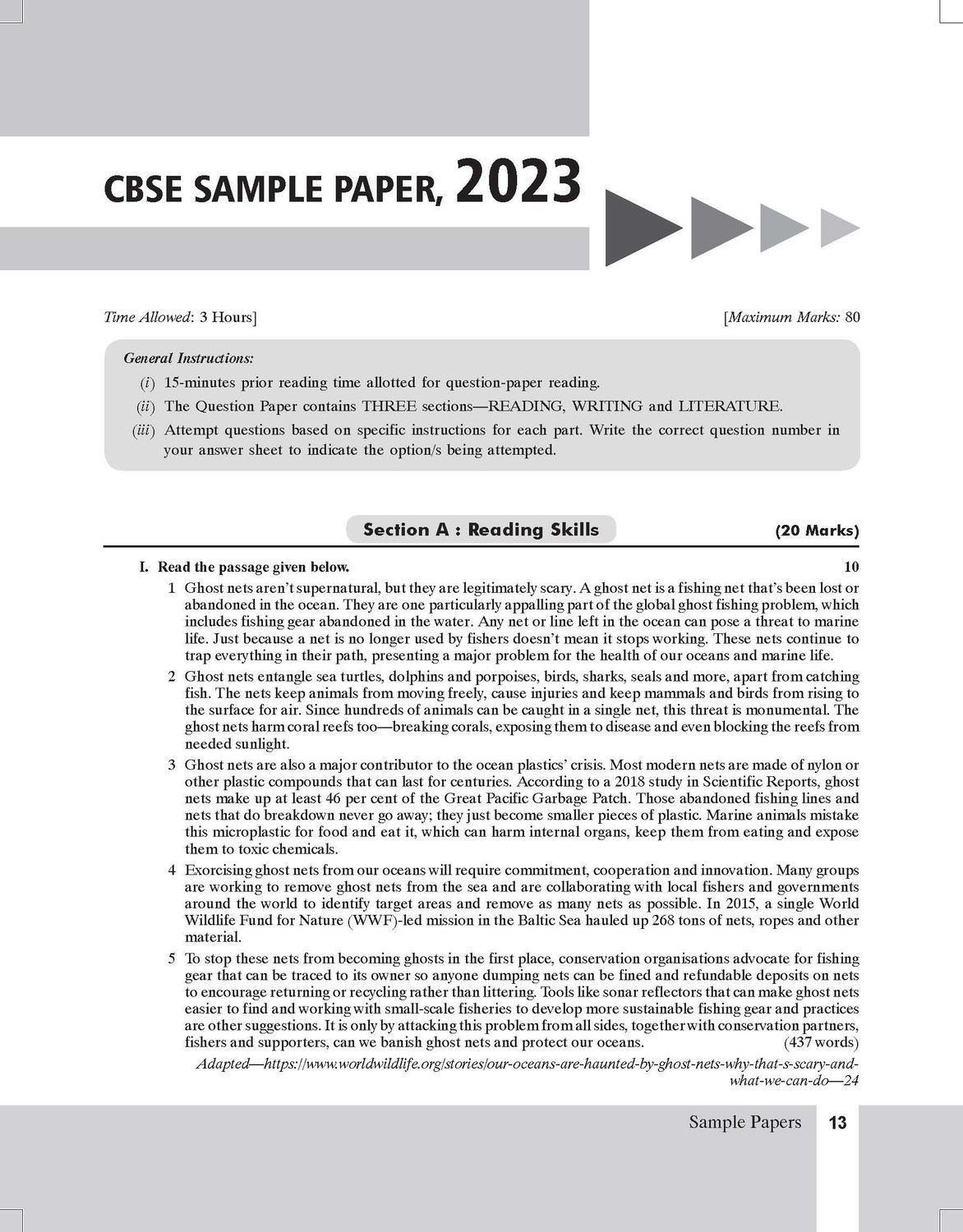 Image of Together With CBSE Sample Paper Class 12 English Core (EAD) 2023 Board Exam (Based on Exam Pattern 2022-23)