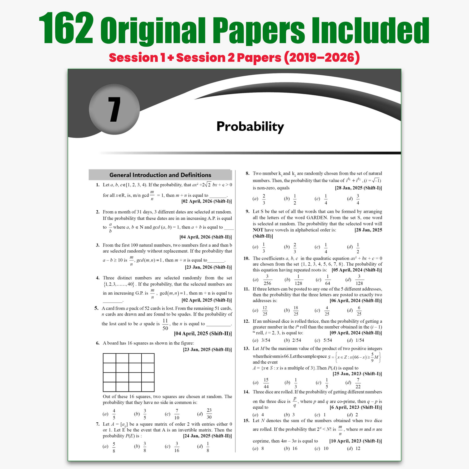 Image of PW JEE Main 8 Years (2019 - 2026) PYQs Mathematics Chapterwise and Topicwise