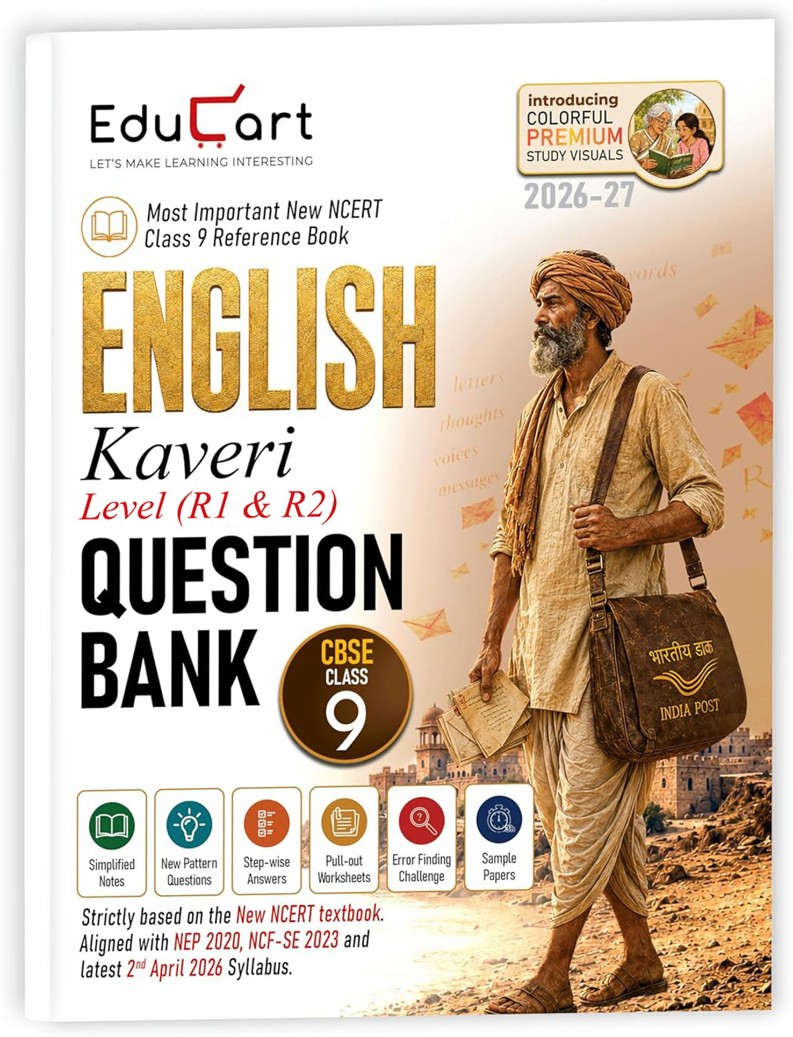 Image of Educart CBSE Class 9 English Question Bank 2026-27 | Kaveri Level R1 & R2 | New NCERT Guide and Most Important Reference Book for 2027 (with worksheets and sample papers extra) - Class 9 Question bank 2026-27