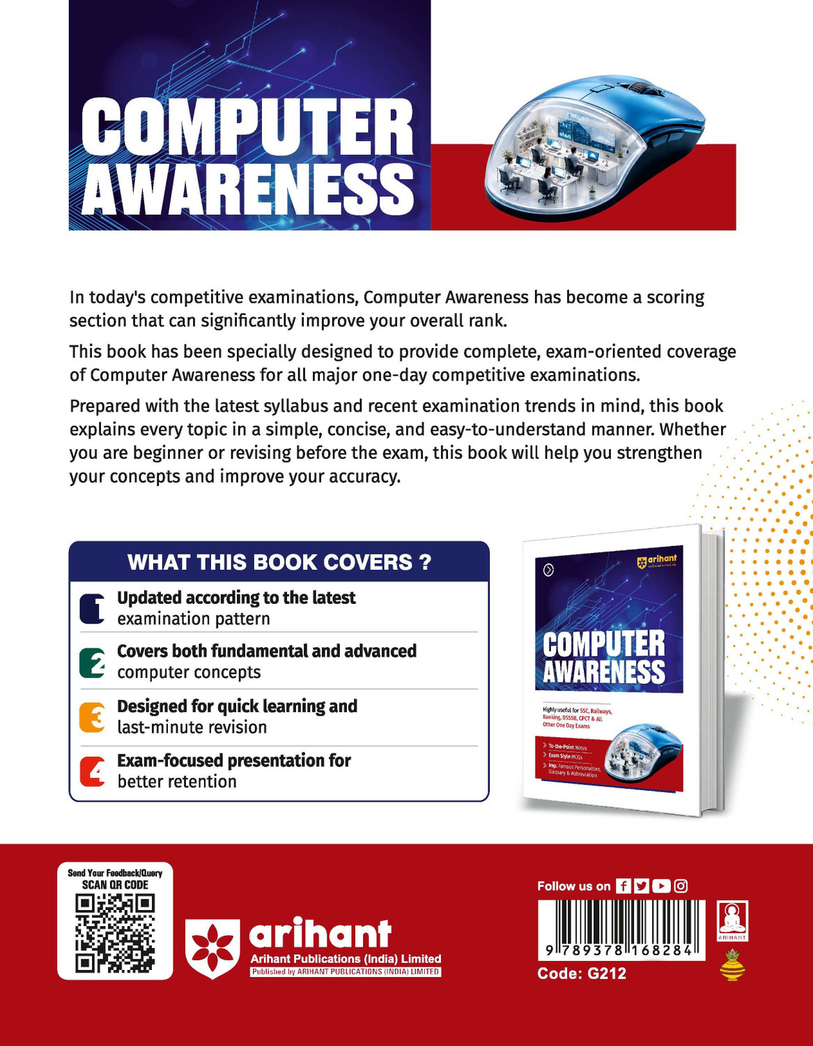 Image of Arihant Publications India Limited Arihant Computer Awareness | To-the-Point Notes, Exam-Style MCQs, Important Personalities, Glossary & Abbreviations | Highly Useful for SSC, Railways, Banking, DSSSB, CPCT & Other One Day Exams (Paperback, Shaifali Saini)