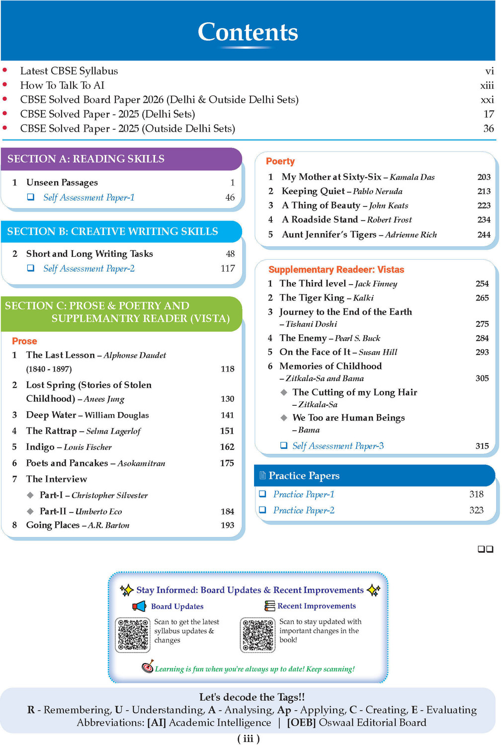 Image of CBSE Question Bank for Class 12 English Core, Physics, Chemistry & Biology (Set of 4) Chapter & Topic-wise: Solved Papers (2017-2026) | Includes 2026 solved Papers | With oswaal.ai | For 2027 Exam