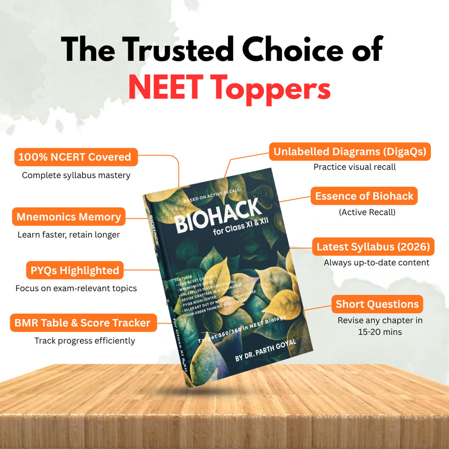 Image of BioHack For Class 11 & 12 Biology | NEET Preparation Book | Based On Active Recall | NCERT Complete Coverage | By Dr. Parth Goyal