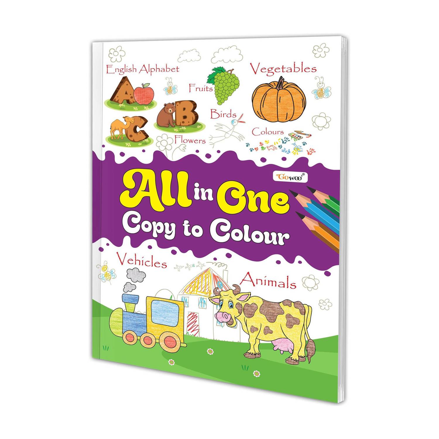 ALL IN ONE COPY TO COLOUR BOOK : Toddler colouring book, Educational colouring book for kids, Easy colouring book for little kids