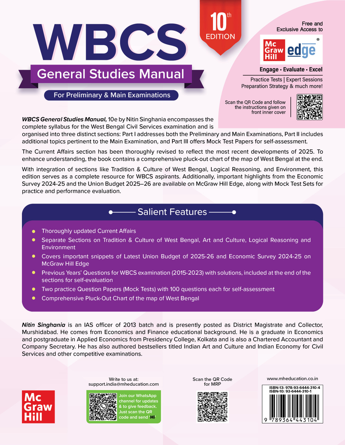 Image of WBCS General Studies Manual (English) 2026 by Nitin Singhania (IAS) | 10th Edition | Solved Previous Years� Questions (2015-2023) | West Bengal Civil Services (Prelims & Mains) | WBPSC