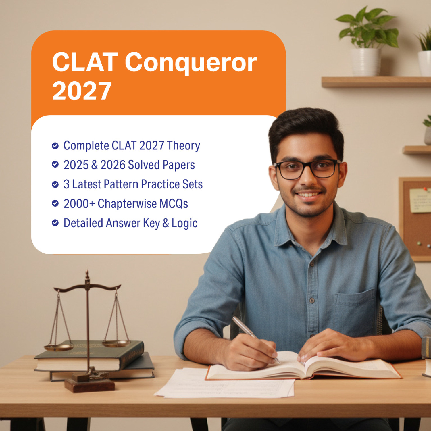 Image of Arihant CLAT Conqueror 2027 | Complete Guide for CLAT & Law Entrance Exams | Chapterwise MCQs with Solutions, PYQs (2026 & 2025), 2000+ Questions & 3 Mock Tests