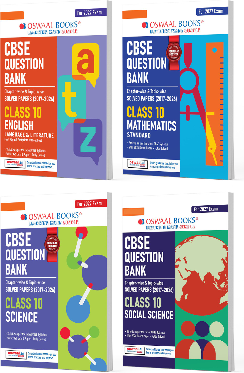 Image of CBSE Question Bank English | Maths Standard | Science | Social Science (Set of 4 Books) For Class 10 Chapterwise and Topicwise SOLVED PAPERS With Mind Maps & Revision Notes For 2027 Exam