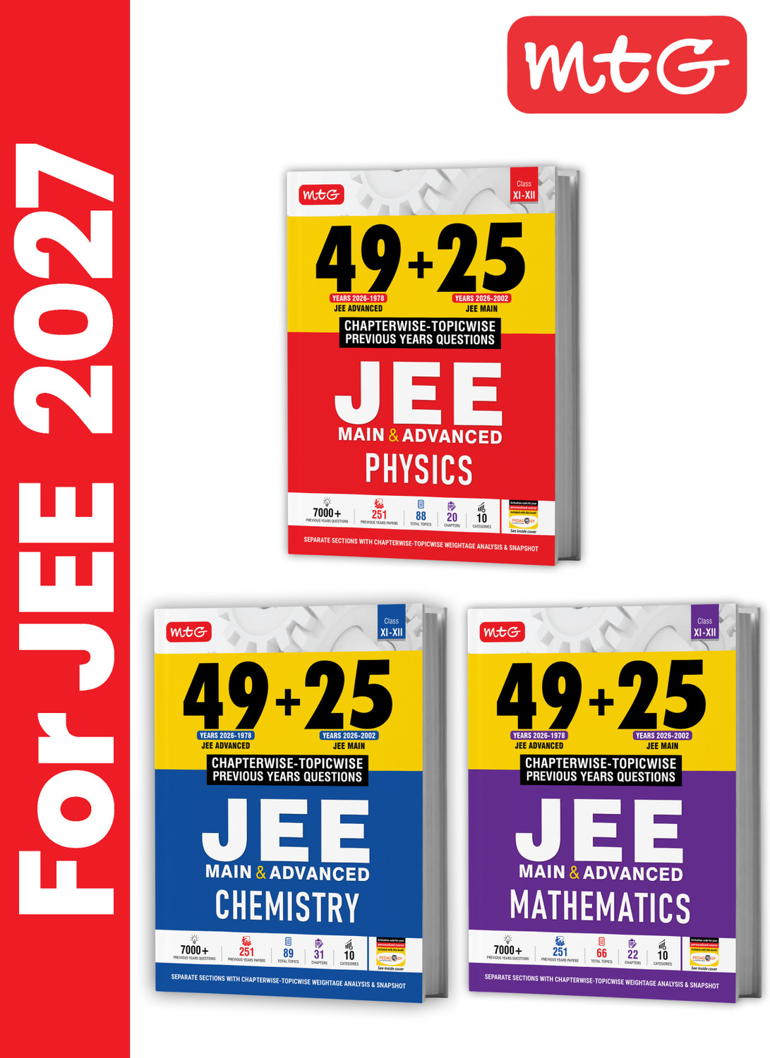 Image of MTG 49 + 25 Years (2026-2002) JEE Main and Advanced (2026-1978) PYQ Book Physics, Chemistry & Mathematics