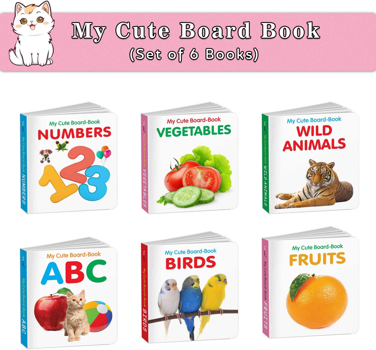 Image of GO WOO Pocket Books Set of ABC, Numbers, Fruits, Vegetables, Wild Animals, Bi (English, Hardcover, unknown)