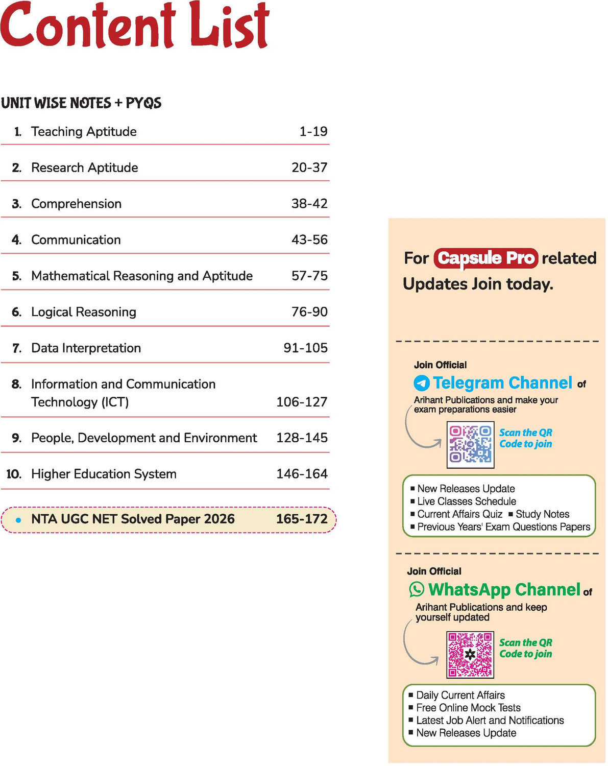 Image of Arihant UGC NET /JRF /SET Paper 1 Capsule Pro | Teaching & Research Aptitude | Complete Syllabus, PYQs & 2026 Solved Paper | Advanced Notes for Smart Prep