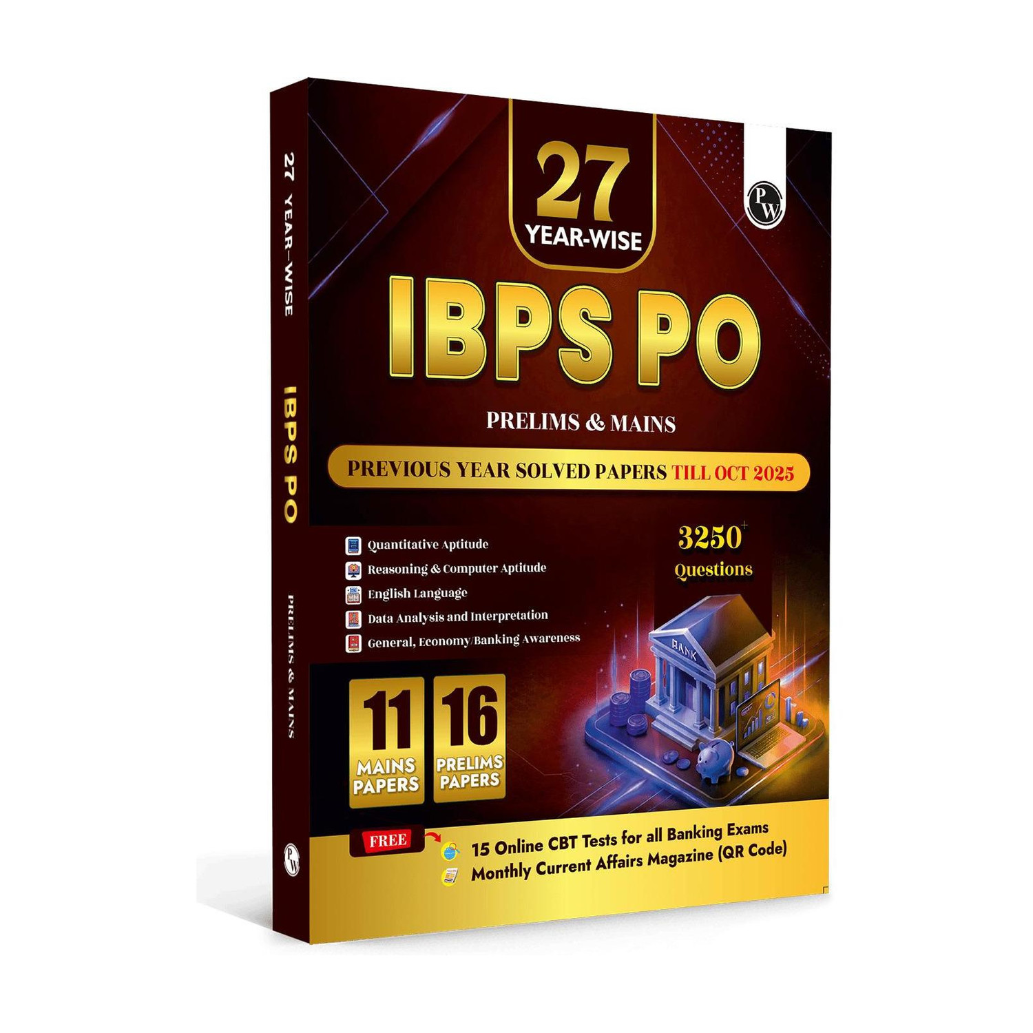 Image of PW IBPS PO 27 Year-wise Prelims & Mains Previous Year Solved Papers Till Oct 2025 For Exam 2026-27