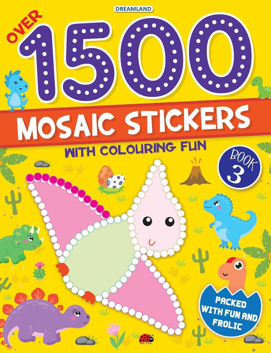 1500 Mosaic Stickers Book 3 with Colouring Fun - Sticker Bok for Kids Age 4 - 8 years - with 16 Mosaic Patterns, 4 Sticker Sheets & Colouring Pages