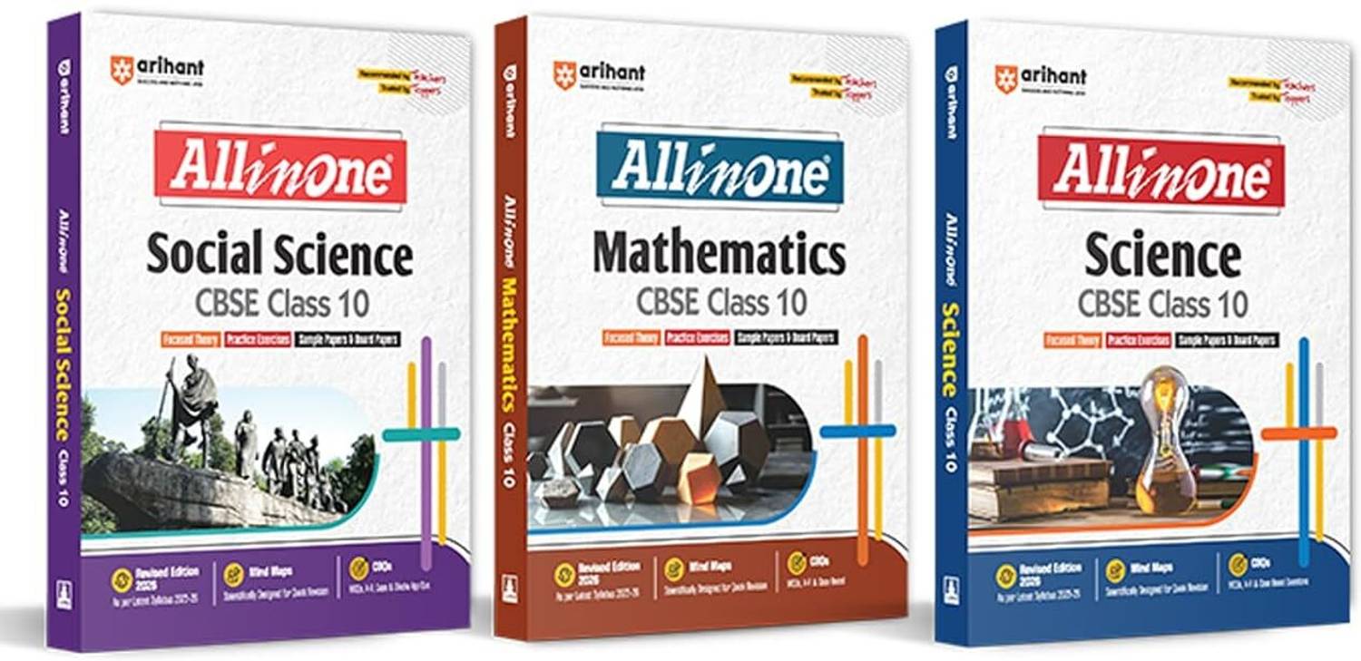 (Old Edition) All In One Mathematics, Social Science, Science Class 10th Based On Latest NCERT For CBSE Exams 2025-26 (Set of 3 Books)