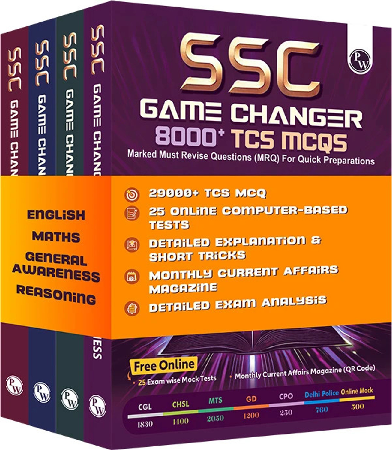 Image of PW SSC Game Changer Combo (Set of 4 Books) | 29000+ TCS PYQs Till 2025 | English, Maths, Reasoning, GA | With 25 Online CBT Tests