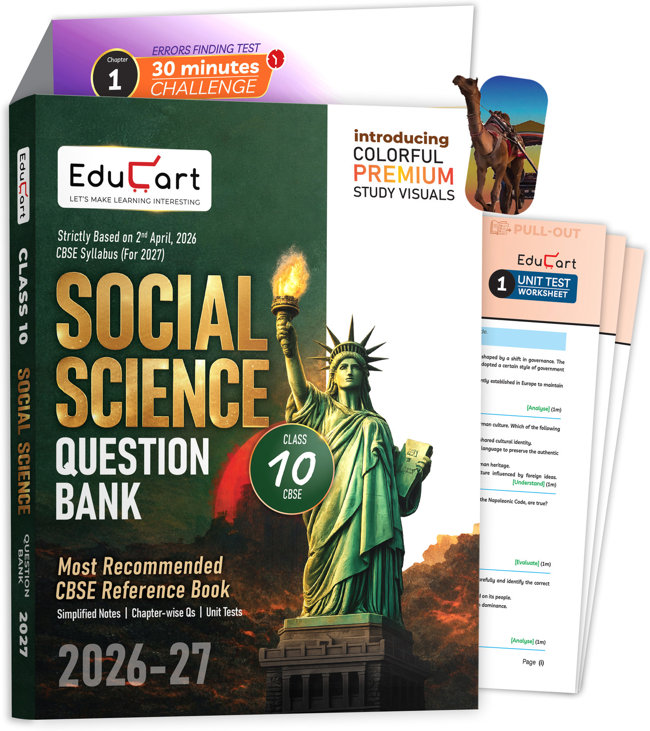 Image of Educart CBSE Class 10 Social Science (SST) Question Bank 2026-27 | Chapterwise, Case-Based & Competency-Based Qs | Unit Test Worksheets, Notes & Visuals | NCERT Based CBSE 2027 - Class 10 Question Bank 2027