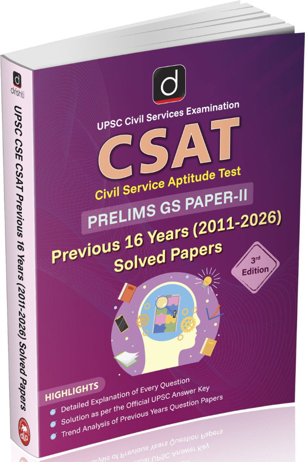 Image of Drishti Publications DRISHTI IAS UPSC CSE CSAT Prelims GS Paper II Previous Year Solved Papers 2011-2026, 3rd Edition, English Medium, 16 Years PYQ Book with Detailed Solutions (Paperback, DRISHTI PUBLICATIONS)