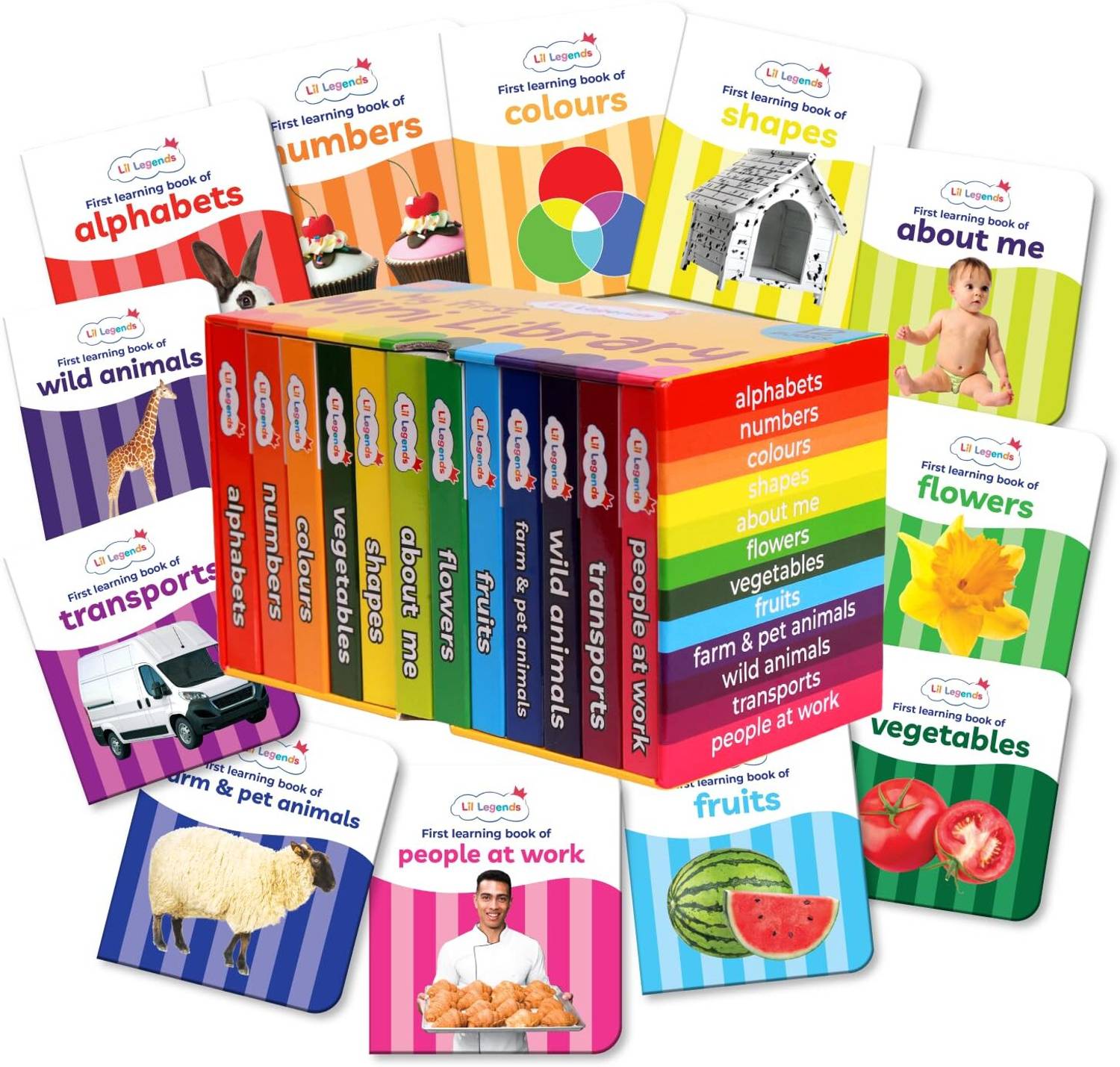 Oswaal Lil Legends Mini Library | Early Learning Board Books Box