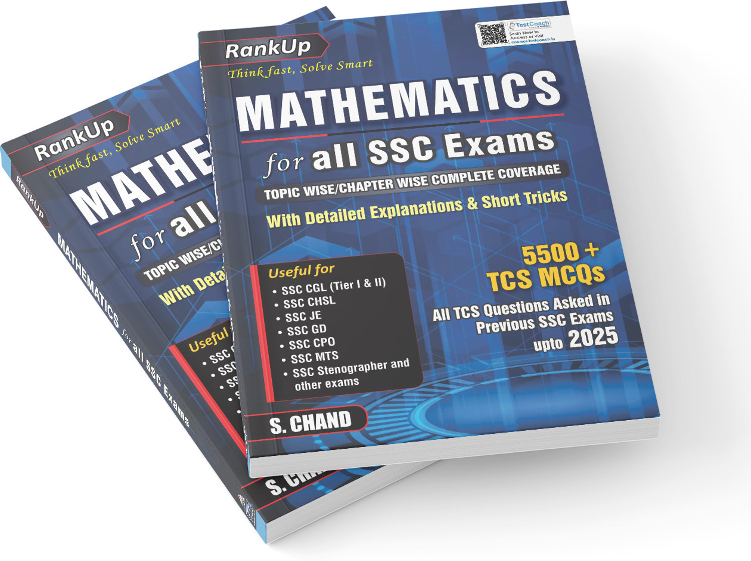 Image of RankUp Mathematics for all SSC Examinations Book 2025 - 2026 (in English Medium) | 5500+ TCS MCQ Questions | Maths Best for SSC Exams Preparation CGL (Tier 1 & 2), CHSL, JE (Junior Engineer), GD Constable, CPO, MTS, Stenographer (Steno) & Other Competitive Exam | All TCS Solved Previous Year Question Papers PYQ | Math - Topic wise, Chapter wise | Explanations & Short Tricks - S Chand Edition Books