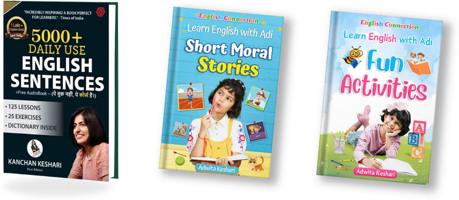 5000 Daily use English Sentences + Kids Short Moral Stories and Fun Activities (Set of 3 Books) |English Connection