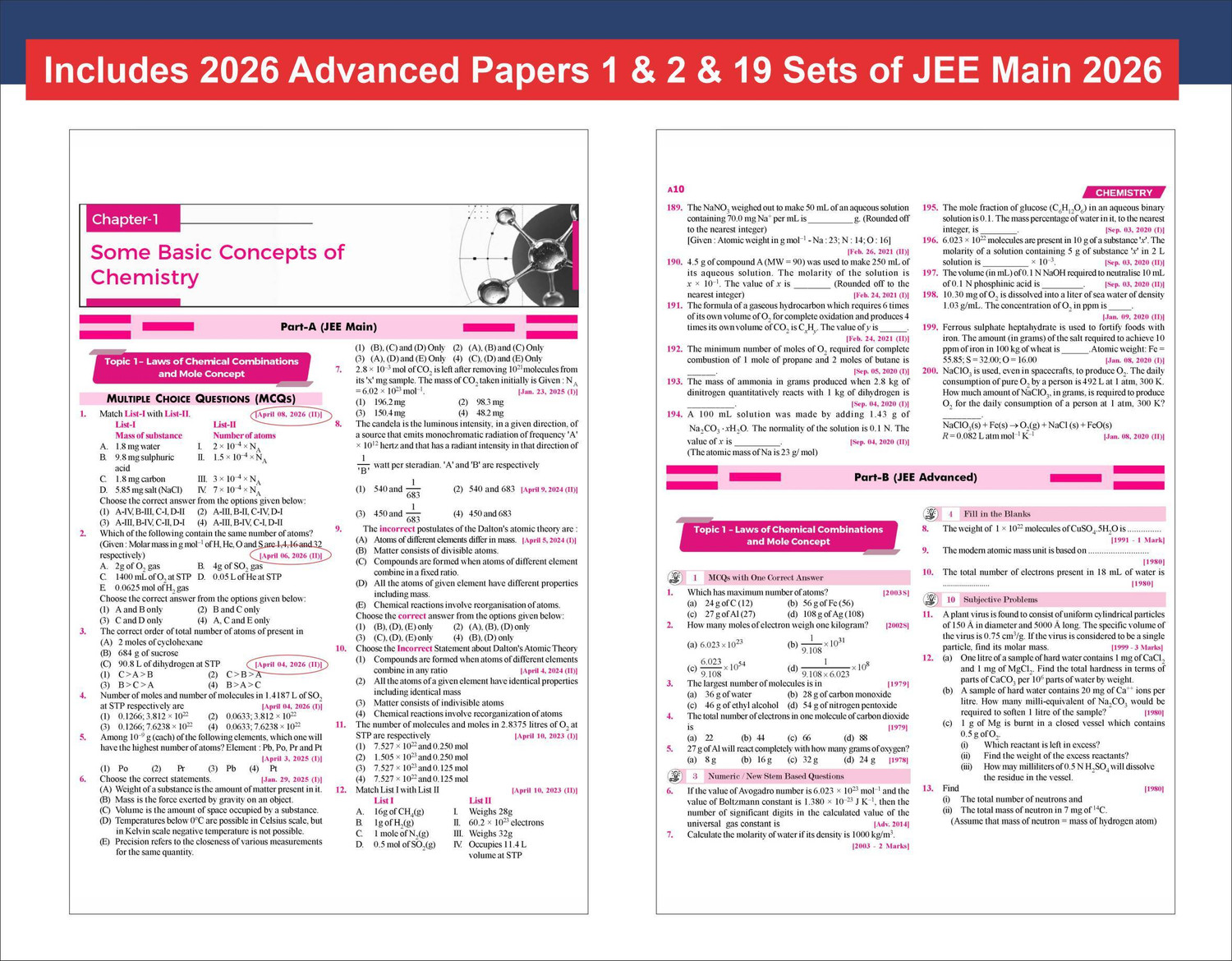 Image of Disha Chemistry Cahpterwise 49 Years JEE Advanced (1978 - 2026) & 25 Year JEE Mains (2002 - 2026) PYQs JEE Advanced PYQ Book 2026