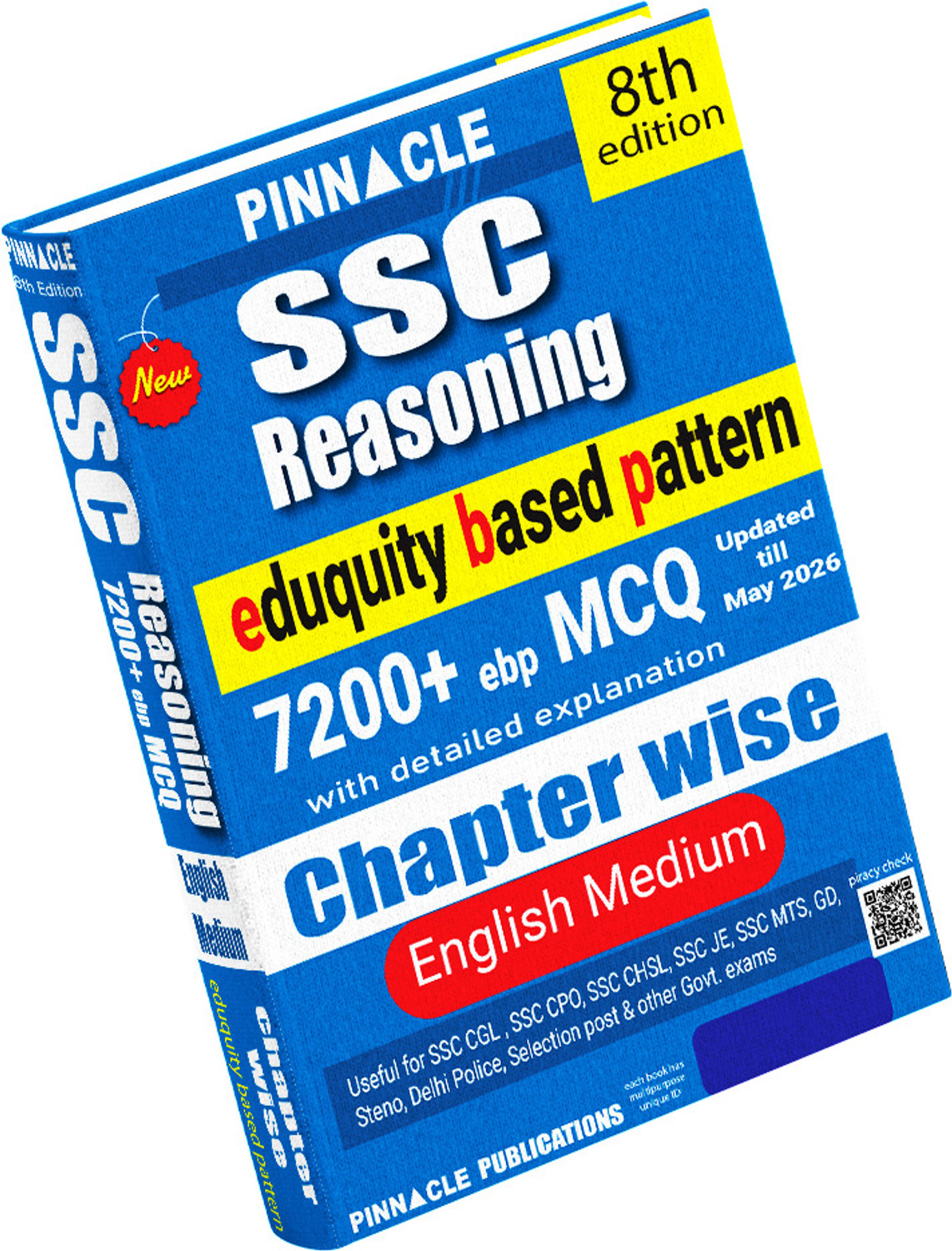 Image of SSC Reasoning 7200+ ebp MCQs (English Medium) - 8th Edition | Updated Till May 2026 | Eduquity Based Pattern | Chapterwise Detailed Practice Book for CGL, CHSL & Other SSC Exams