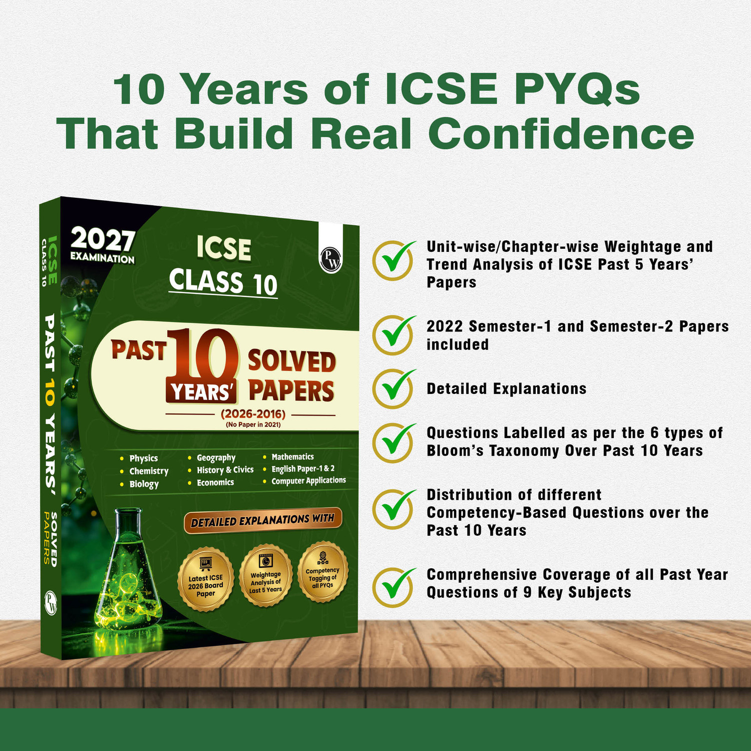 Image of PW ICSE Class 10 PYQs - Past 10 Years Solved Papers For 2027 Exams