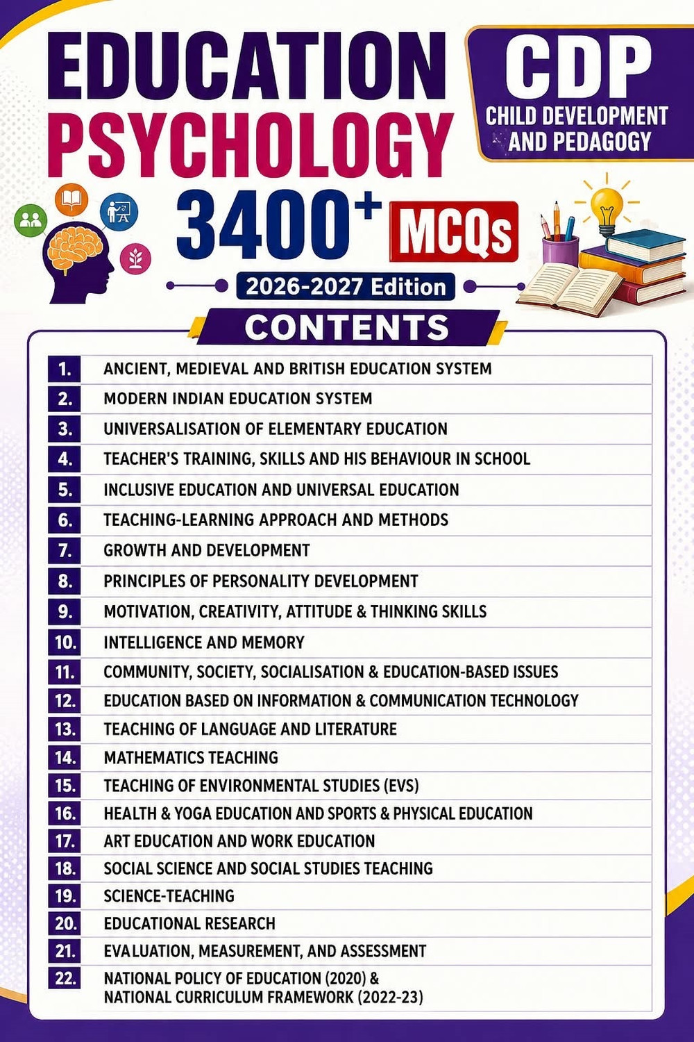 Image of Education Psychology CDP Child Development and Pedagogy 3400+ MCQs 2026-2027 Edition (English Medium) (6213)