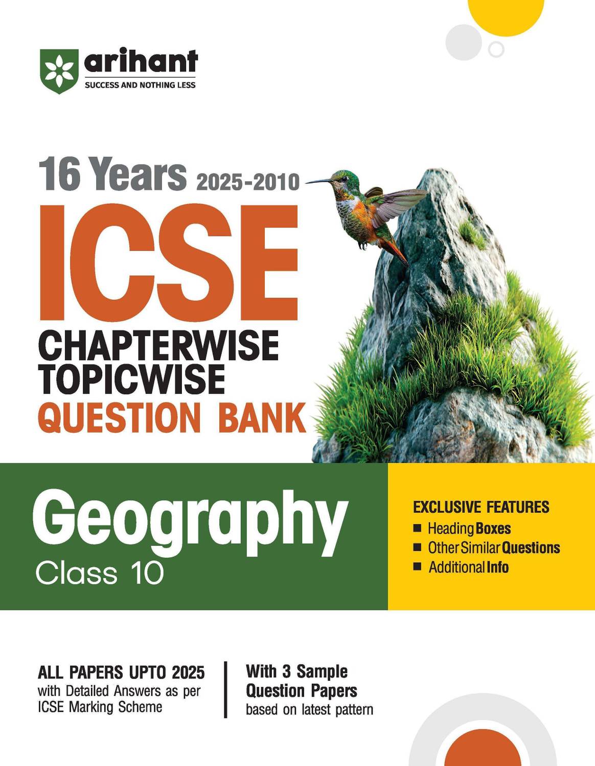(Old Edition) Arihant ICSE Chapterwise Topicwise Question Bank Geography Class 10th Exam 2025