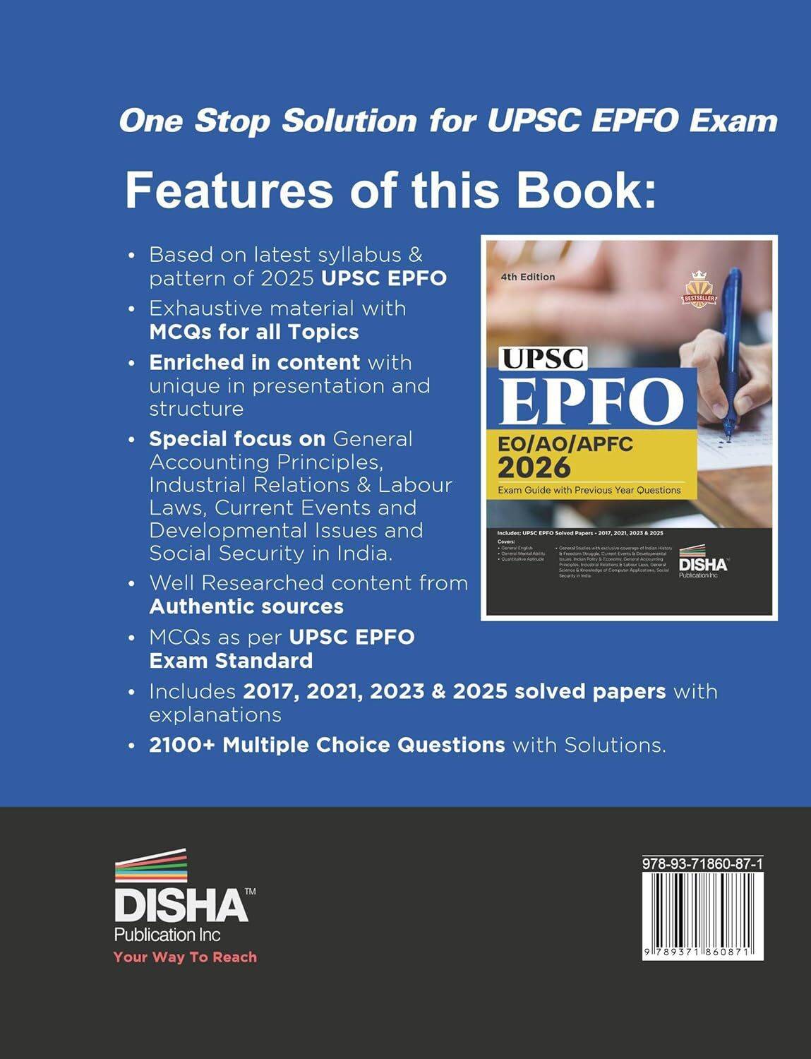 Disha UPSC EPFO EO/ AO/ APFC 2026 Exam Guide with PYQs 4th Edn - Image 2