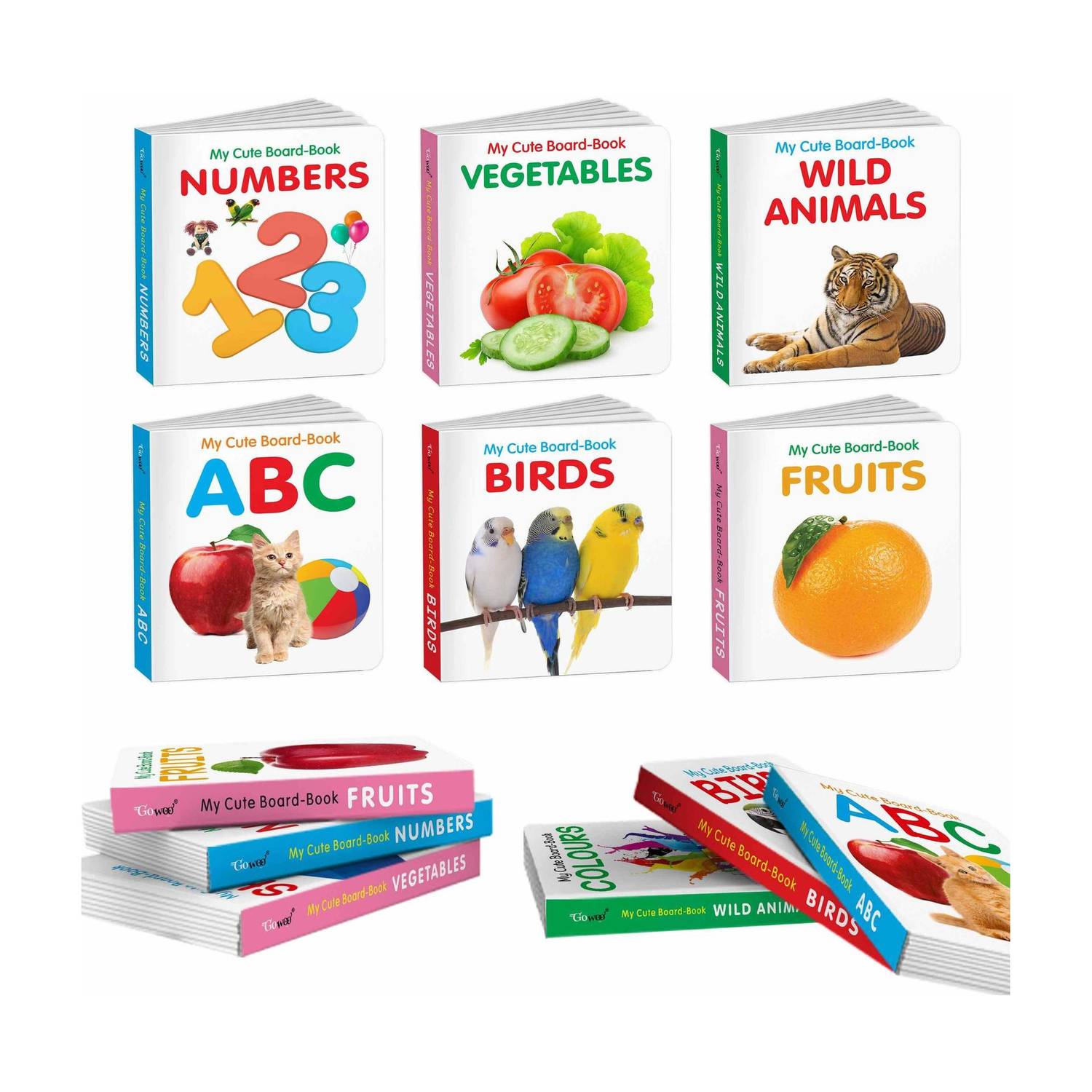 Pocket Books Set of ABC, Numbers, Fruits, Vegetables, Wild Animals, Bi
