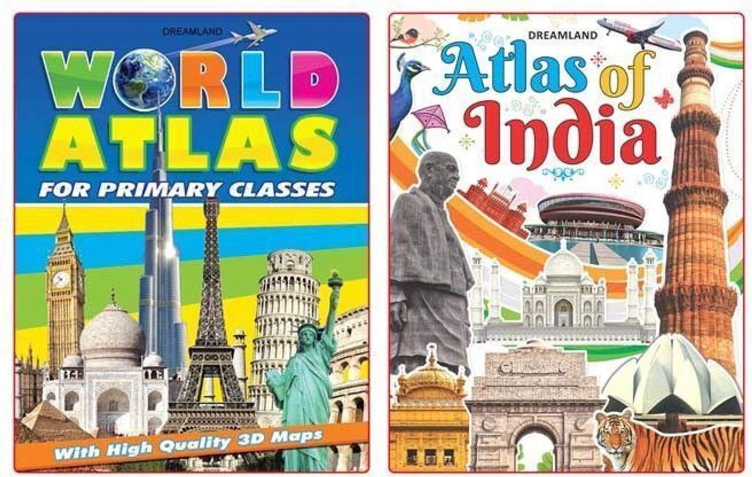 Atlases Pack  - Set of 2 Geography Reference Books for Children Age 9-12 | World Atlas & Atlas of India with Maps, Facts, and Figures