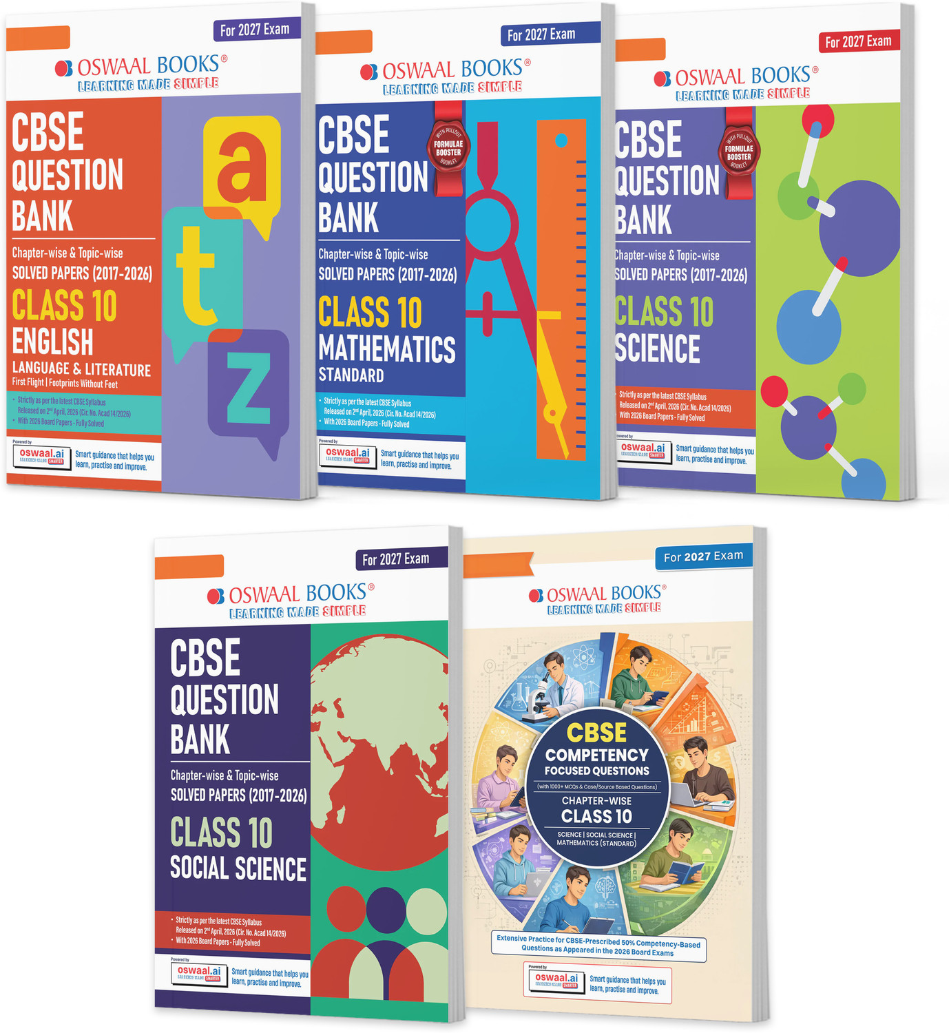 Image of Oswaal CBSE Question Banks + Competency Focused Questions English, Maths Standard, Science, Social Science For Class 10