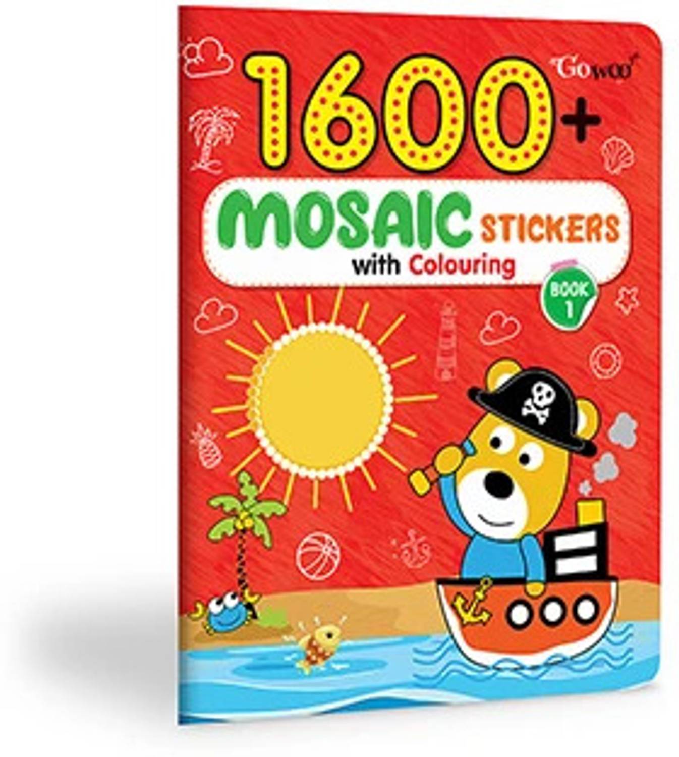 1600+ MOSAIC STICKERS WITH COLOURING BOOK-1 | Creative Sticker Magic fun