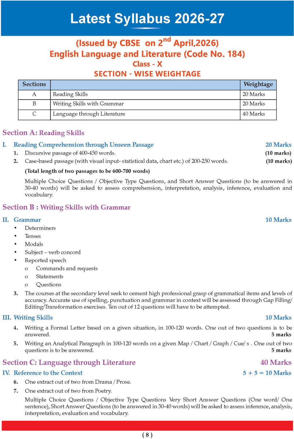 Image of CBSE Class 10 English Language & Literature Question Bank | Chapter & Topic-wise Solved Papers (2017 2026) | Based on Syllabus (April 2026) | Includes 2026 Papers | | For 2027 Exam