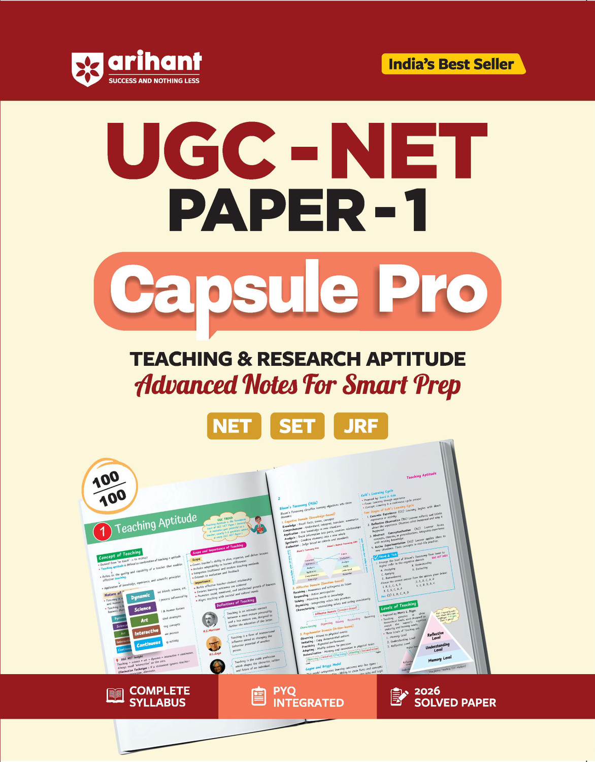 Image of Arihant UGC NET /JRF /SET Paper 1 Capsule Pro | Teaching & Research Aptitude | Complete Syllabus, PYQs & 2026 Solved Paper | Advanced Notes for Smart Prep