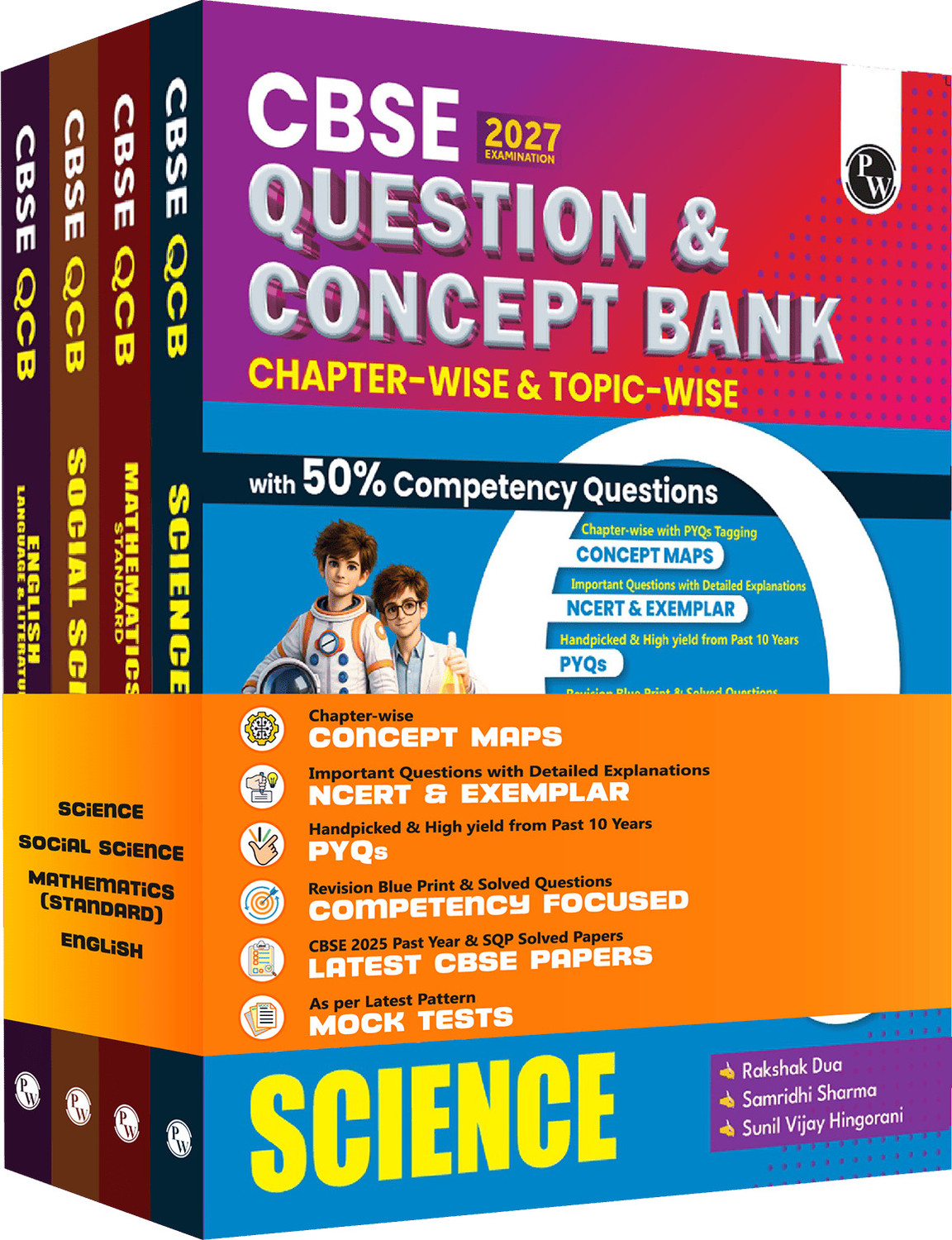 Image of PW CBSE Question & Concept Bank (QCB) Class 10 Maths (Standard), Science, Social Science, English