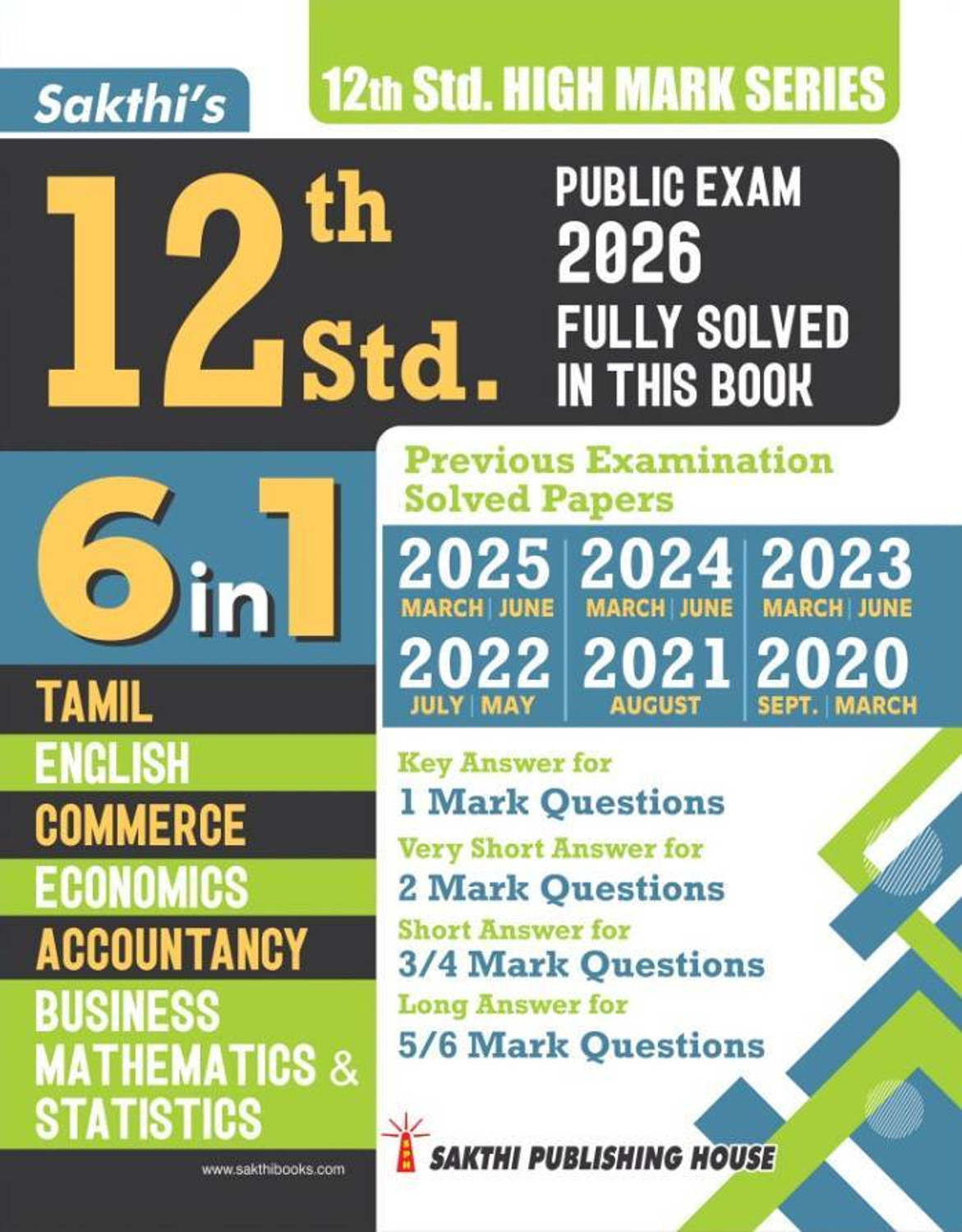 Image of 12th Std Business Mathematics & Statistics Group (6 in1) Previous Exam Solved Papers 2026