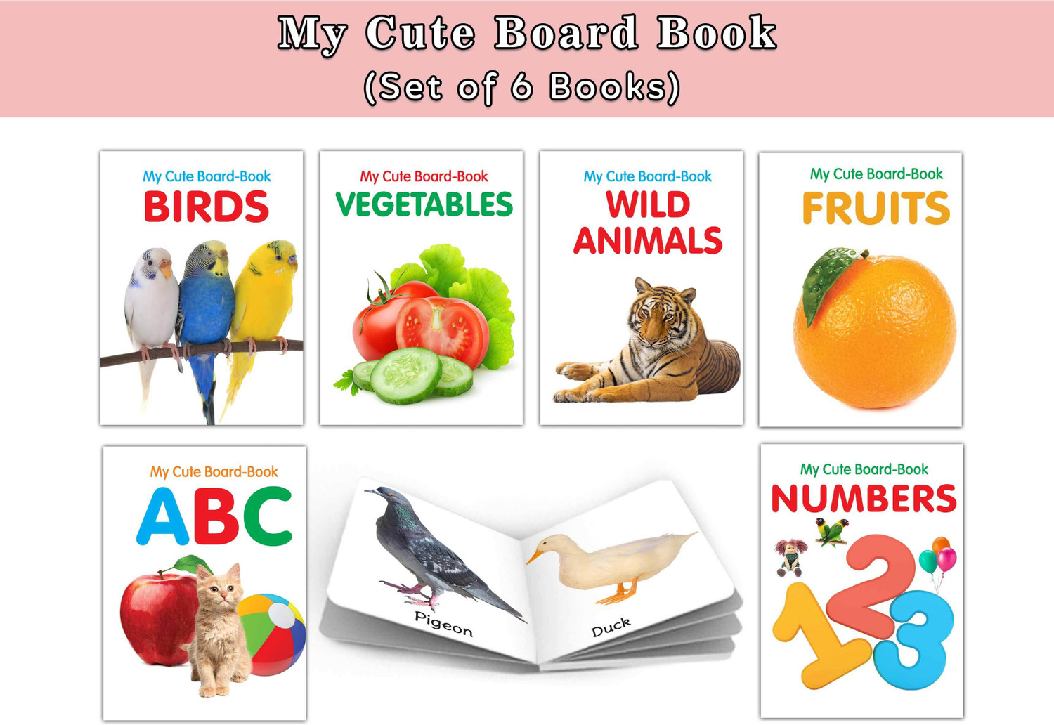 Image of GO WOO Pocket Books Set of ABC, Numbers, Fruits, Vegetables, Wild Animals, Bi (English, Hardcover, unknown)