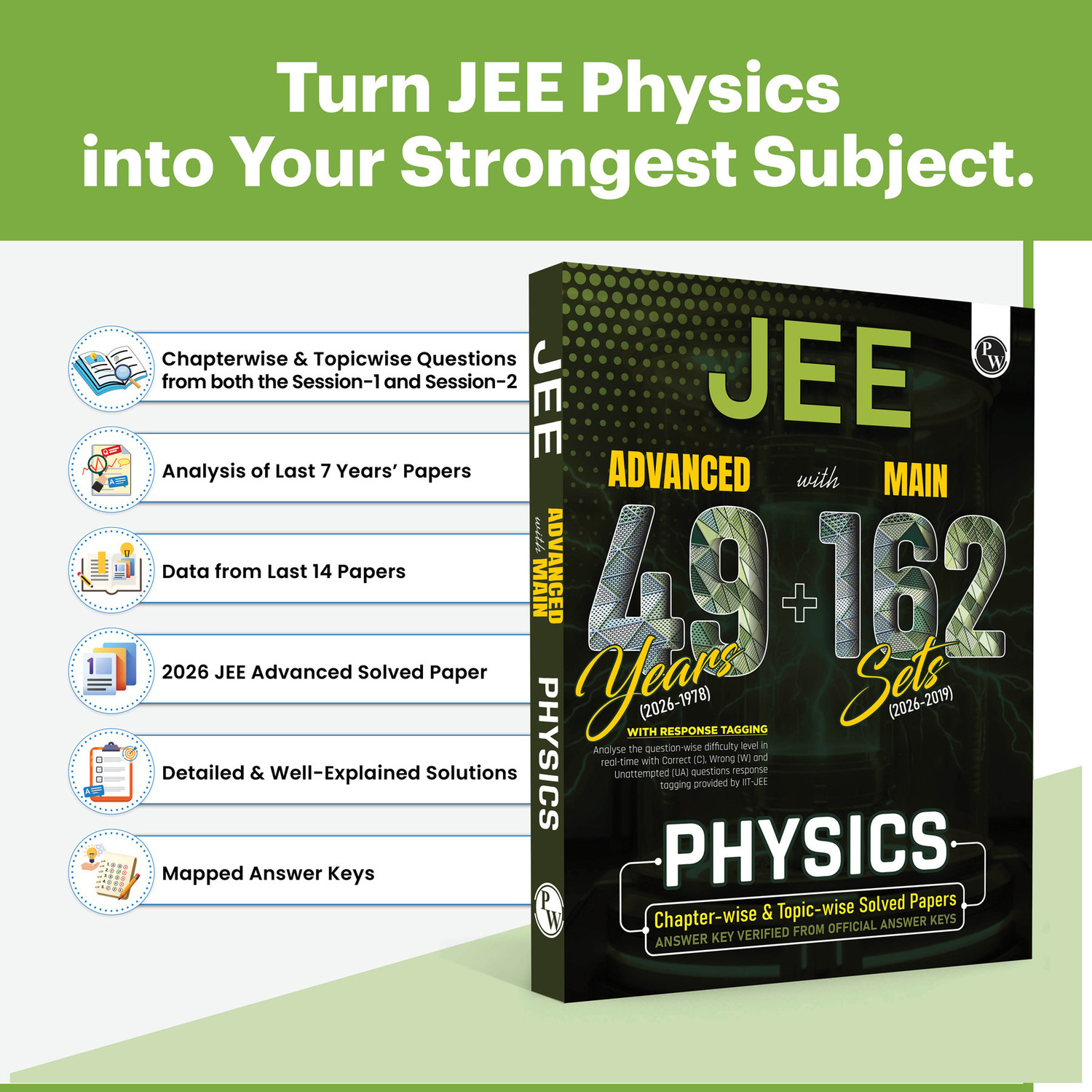 Image of Physics Wallah Private Limited PW JEE Advanced 49 Years (2026-1978) with JEE Main 162 Sets PYQs (2026-2019) Physics (English, Paperback, unknown)