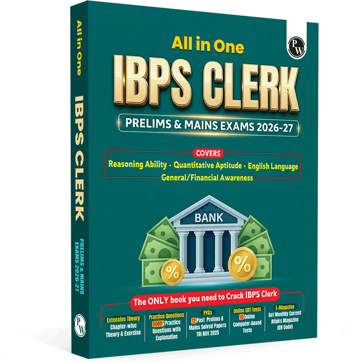 Image of PW All in One IBPS Clerk 2026 Book Prelims & Mains Exams